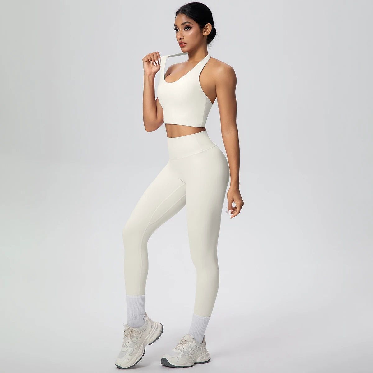 2PCS/set Yoga Set for Woman's Sexy Backless Halter Bra Sports Top Quick Drying Legging Summer Gym Fitness Pants Yoga Set