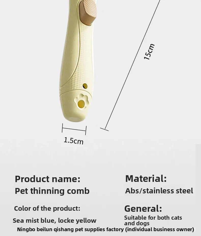 One-Click Self-Cleaning Pet Deshedding Brush Curved Blade Undercoat Rake Hair Remover Grooming Tool for Dog Cat