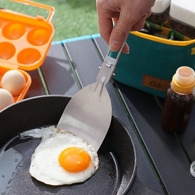 Folding Spatula Food  Fold Spoon Frying Shovel Stainless Steel Outdoor Camping Gear Cooking Accessories Picnic Equipment
