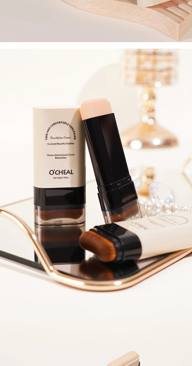 Double-Headed Foundation Make-Up Stick, Waterproof, Set Makeup, conceal, Moisturize, Control Oil, Brighten, No Makeup Transfer