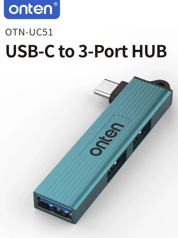 ONTEN 3 in 1 USB HUB USB 3.0/Type-C 3.0 To 3 USB/Type-C Splitter Hub Speed 5.0Gbps 3 Port Type C HUB for PC Laptop Notebook