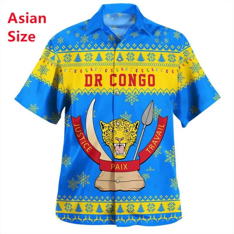 New Summer 3D Congo National Flag Printing Mens Shirt Graphic Short Sleeves Women Clothing Fashion Harajuku Tops Man Shirt Tees