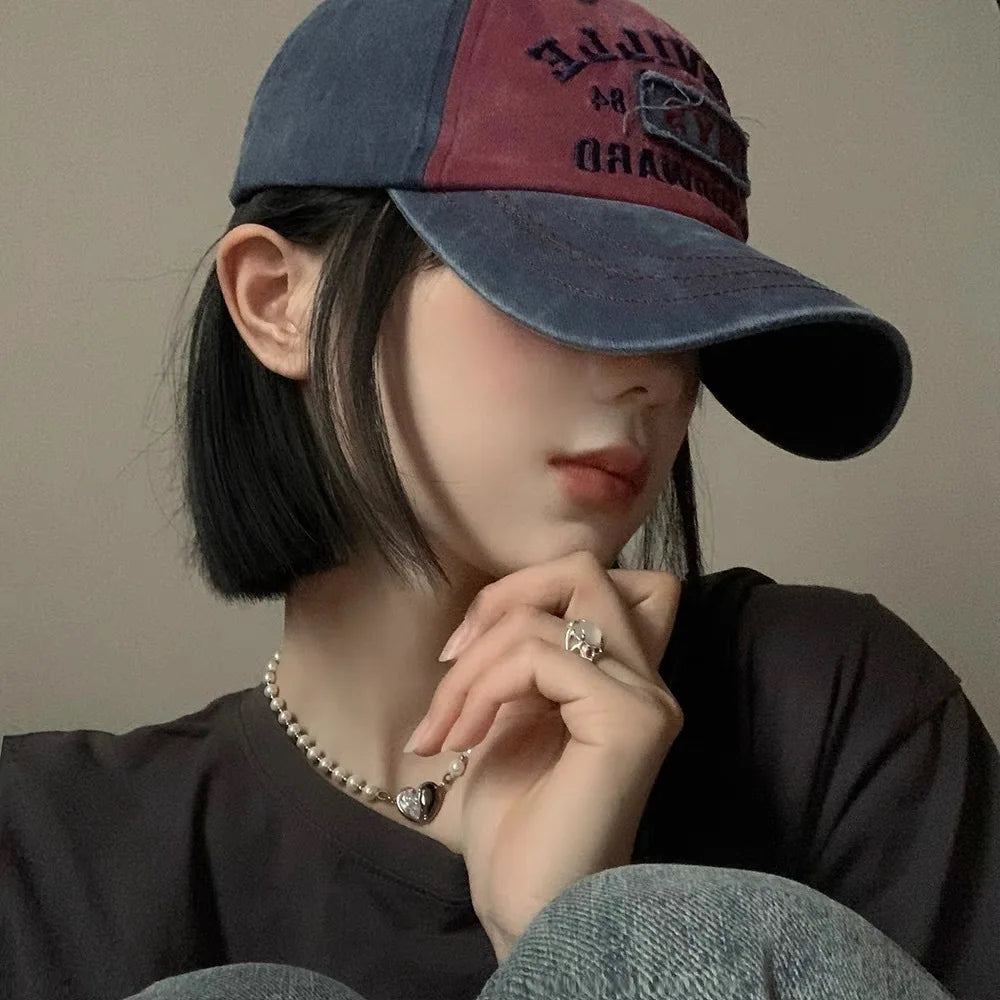 Retro Letter Embroidery Baseball Caps Men Women Washed Cotton Adjustable Casual Hat Hip Hop Streetwear Sun Hats Y2k Hat
