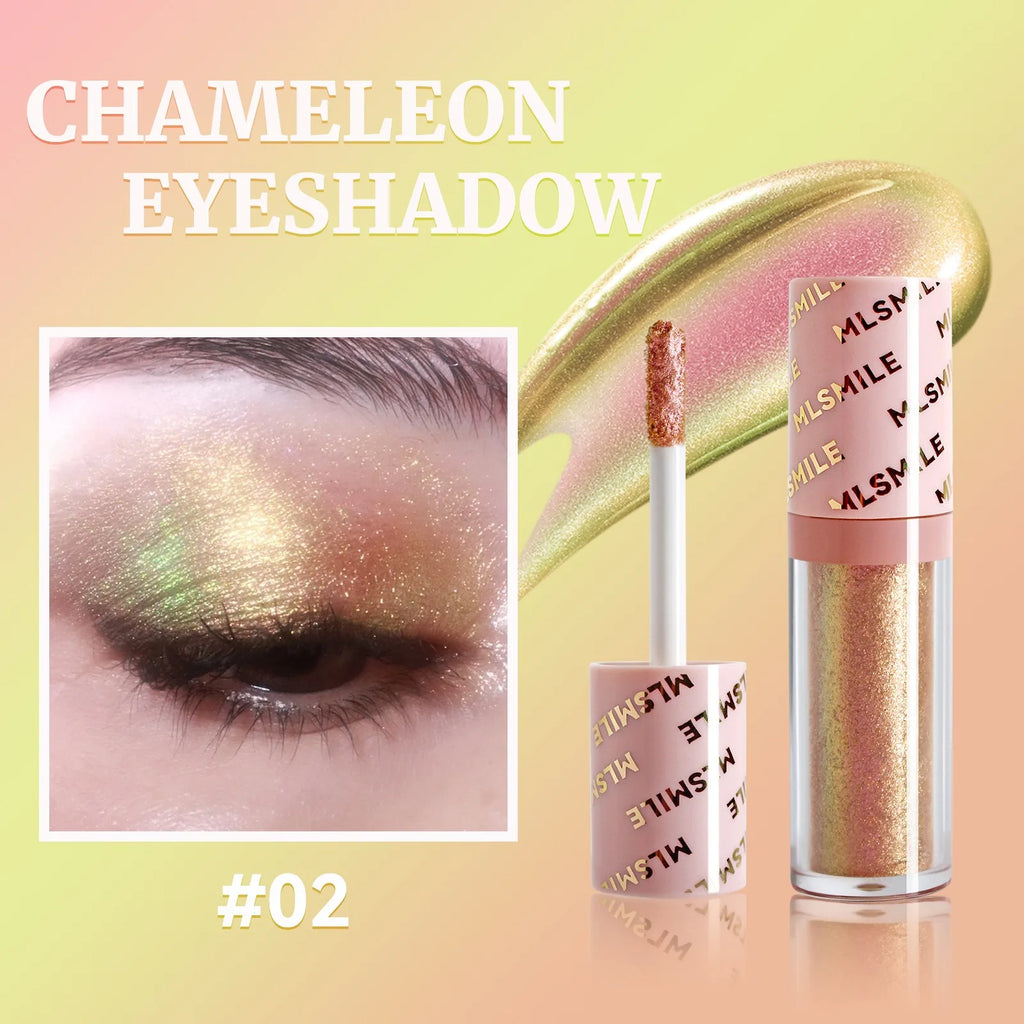 Gold Purple Chameleon Liquid Eyeshadow Pearlescent Fine Shimmer Quick Drying Eye Shadow Polarized Brightening Stage Eye Makeup