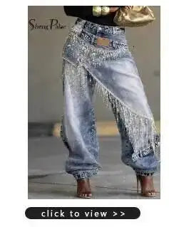 SHENGPALAE American Style Loose Hanging Feeling Wide Leg Floor Dragging Fringed Jeans For Women 2026 Autumn New