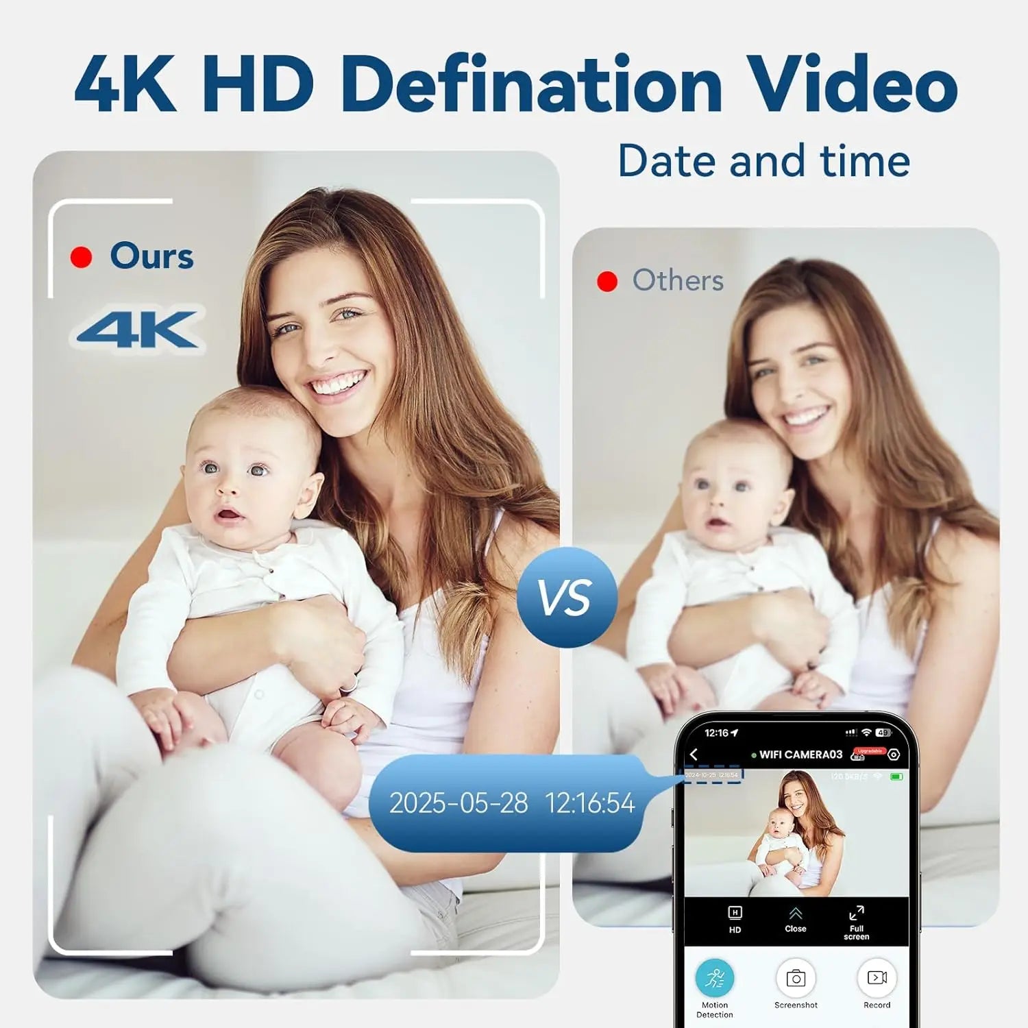 4K Security Camera WiFi Wireless Monitor Remote Motion Detecting Camcorders Security Protection Indoor Surveillance 2026 NEW