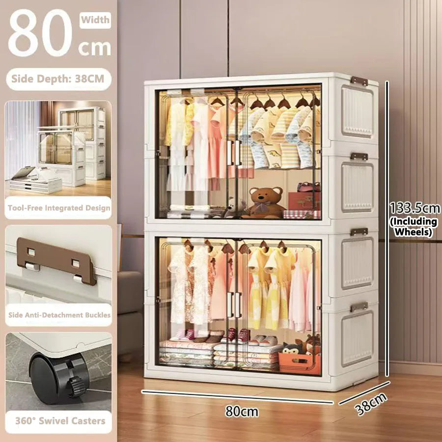 Folding Storage Cabinet Wall Mounted Foldable Locker Compact Organizer for Home Office Space Saving Design