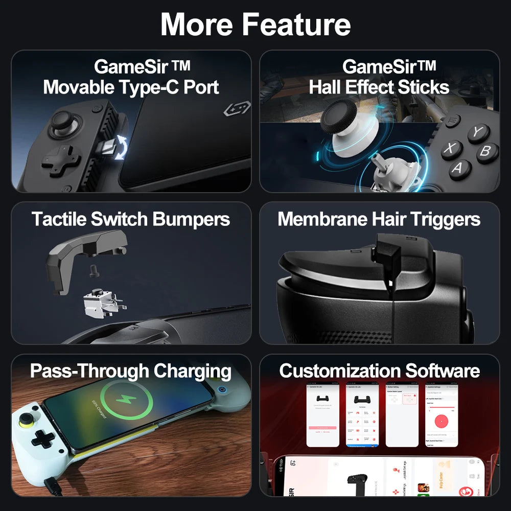 GameSir X5 Lite Mobile Gamepad Phone Game Controller for iPhone 16/15 iPad Mini Android Tablet Hall Effect Joysticks Design