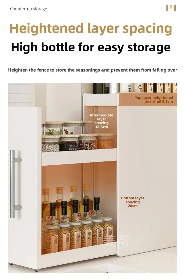 Narrow Kitchen Countertop Pull-Out Spice Rack Organizer Space Saving Shelf with 16 Magnetic Accessories Included