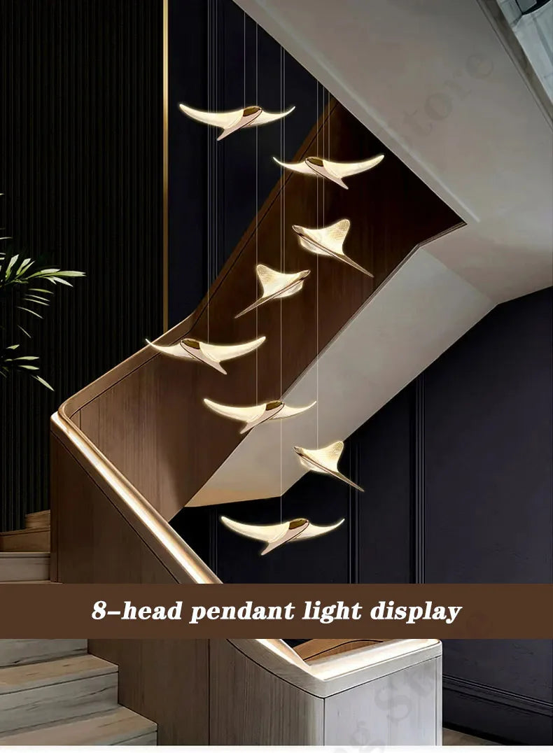 Modern Staircase Branch Chandelier New Luxury Home Hotel Iobby Decoration LED Indoor Lighting Customizable Chandelier