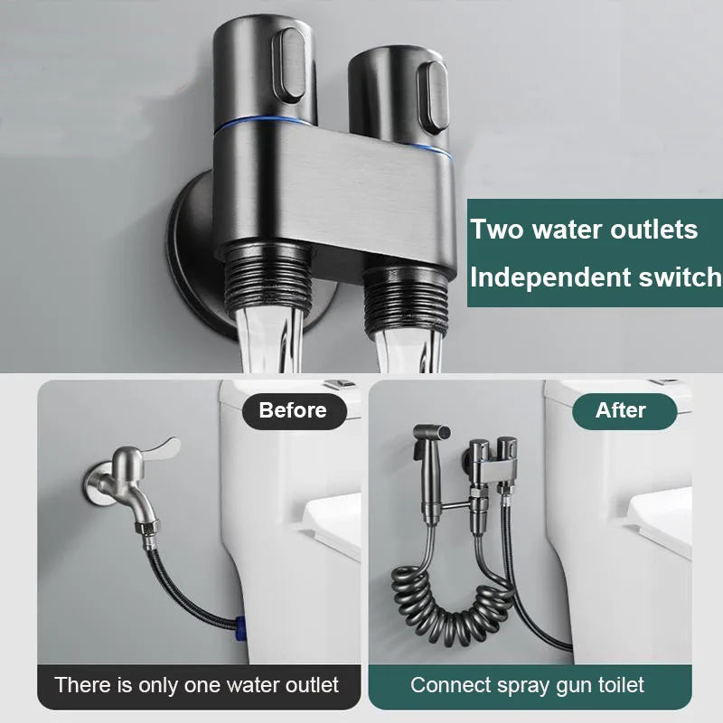 Stainless Steel Bathroom Cold Water Cleaning Bidet Toilet Spraye Portable Bidet Toilet Handheld Flusher Set G1/2 Angle Valve