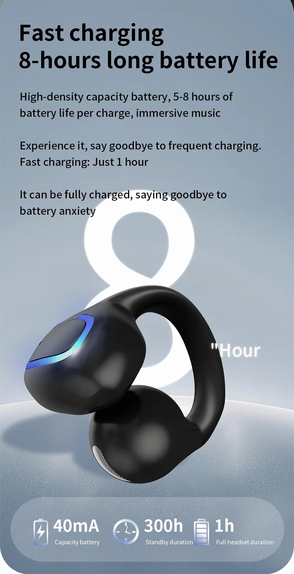 Earphone Clip Wireless Bluetooth Headphone Air Conduction Headset High Quality TWS Auriculares Sport Noise Canceling With Mic