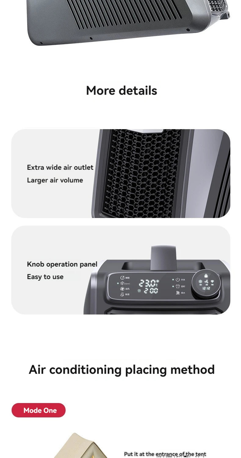 Portable portable air conditioner with integrated compressor, powerful cooling outdoor air conditioner