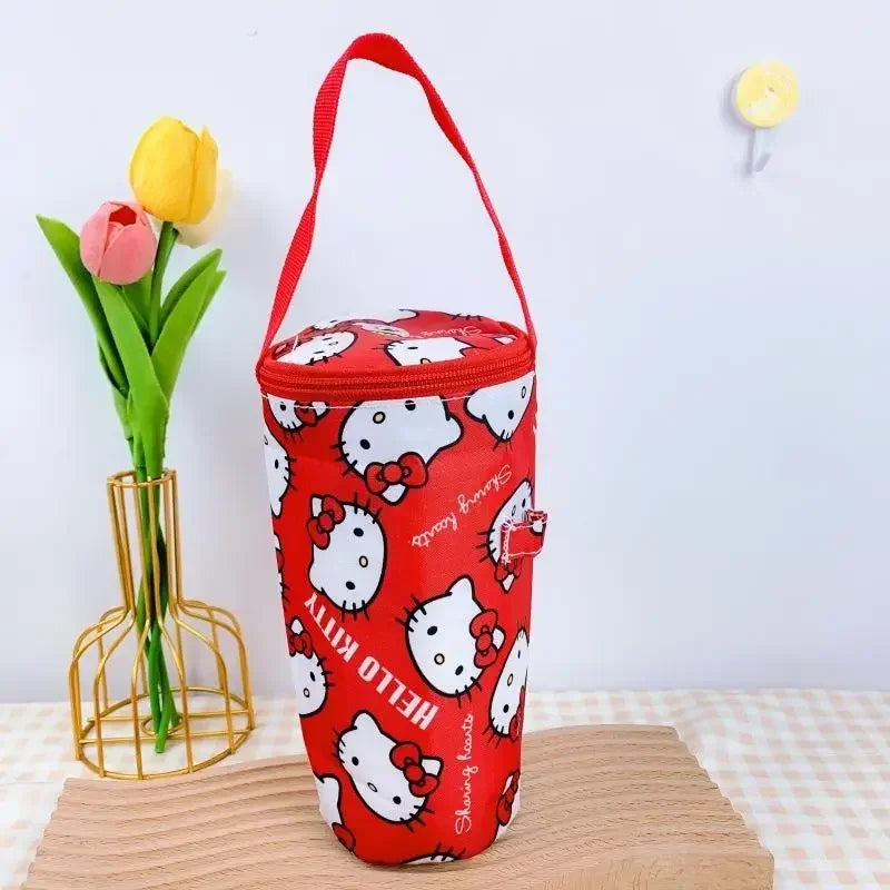 Sanrio Handheld Water Cup Bag Hello Kitty Cold Insulation Heat Preservation Portable Cartoon Water Bottle Pocket Kawaii Outdoors