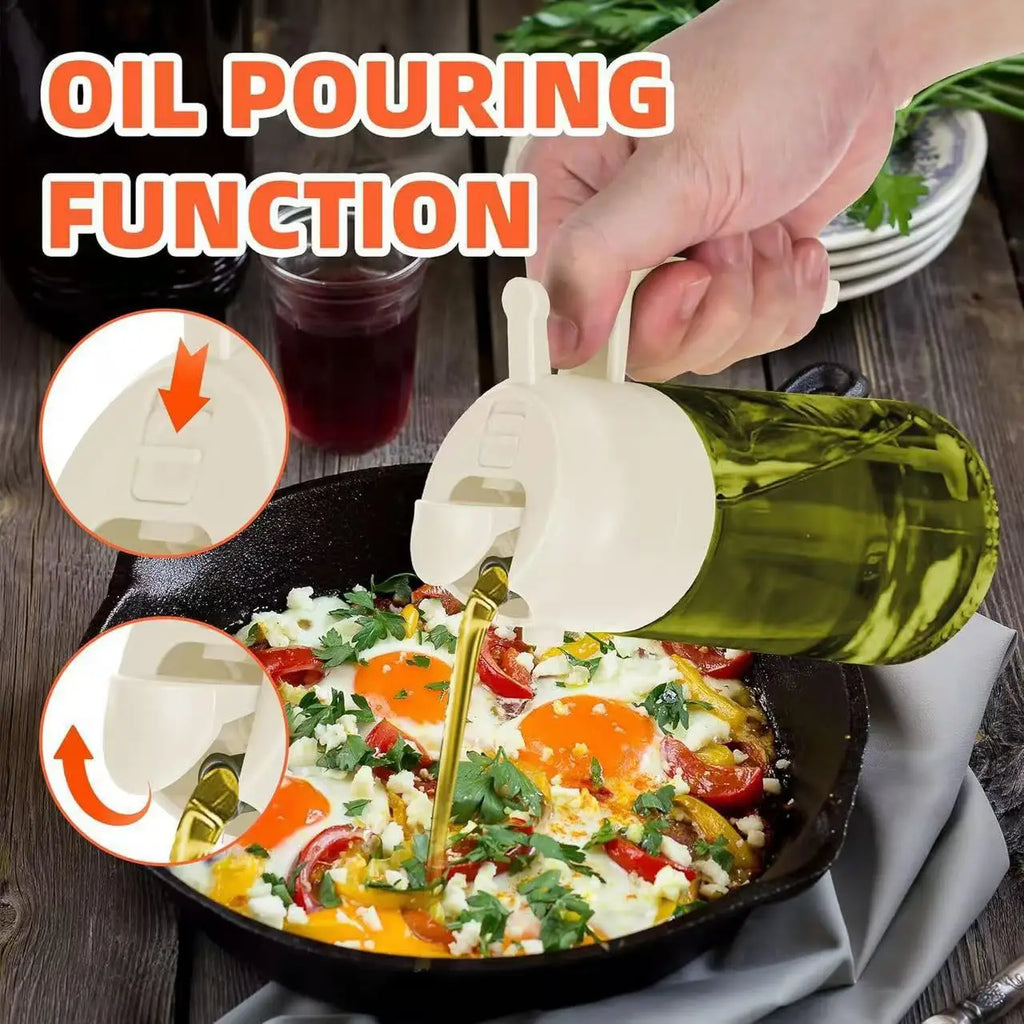 16oz/470ml Leakproof 2-in-1 Glass Oil Dispenser & Sprayer for Cooking Air Fryer BBQ Baking Salad - Olive Oil Sprayer Bottle