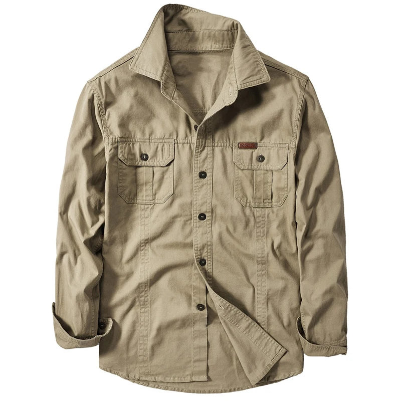 Brand Cotton Shirt Men's Spring Casual Cargo Shirts Male Long Sleeves Shirts Camiseta Masculina Plus Size 5XL 6XL