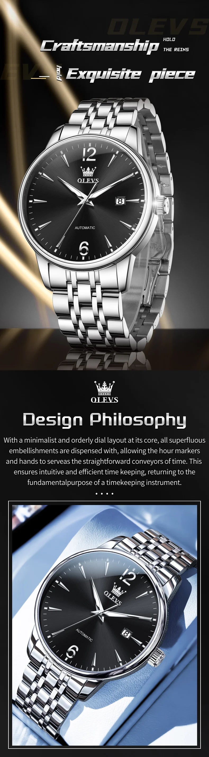 OLEVS 6741 Men Mechanical Watches 2025 New Luxury Automatic Watch Men Sapphire crystal Waterproof Moon Wrist Watch For Men