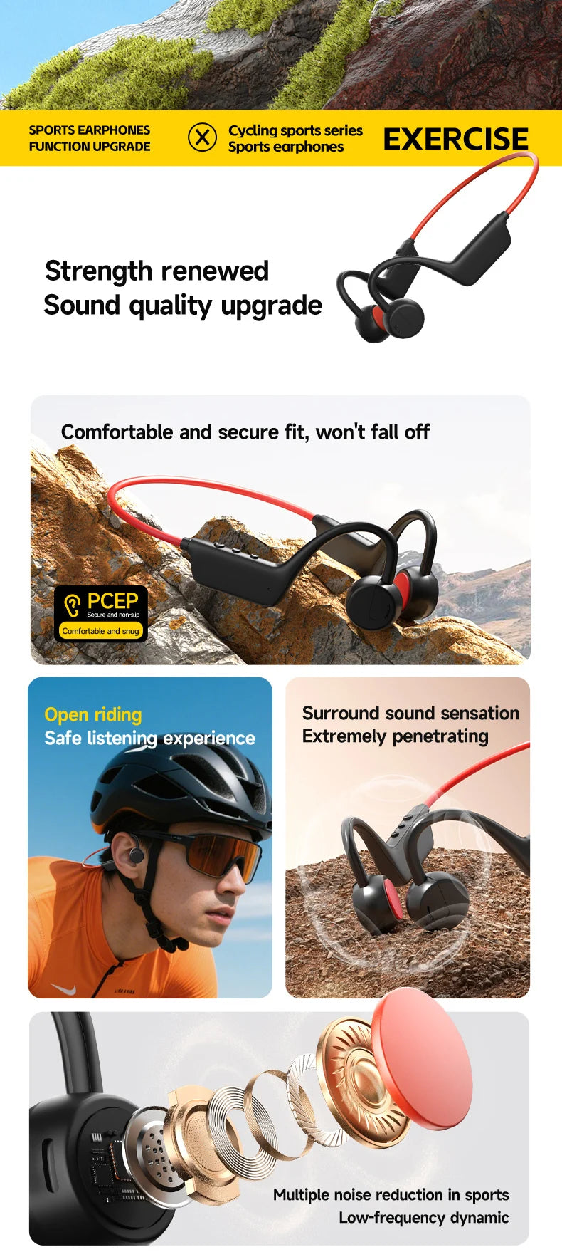 Lenovo Bone Conduction Headset Bluetooth 5.4 With Mic Waterproof Exercise Fitness Wireless Sports Headphone New 2026