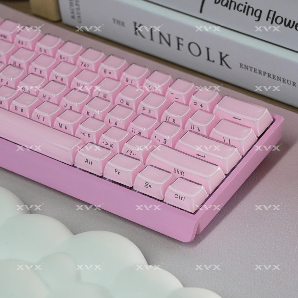 XVX Jelly Crystal Keycaps Side Print Pink/Blue 113keys Double Shote DIY Mechanical Keyboard OEM Profile Translucent Keycaps