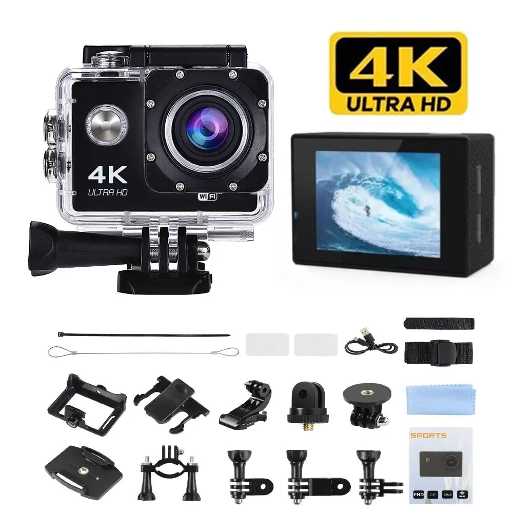 4K WiFi Action Camera Mini Waterproof DV Camcorder Outdoor 1080 Sport Bicycle Helmet Video Recording Cam with Remote Control