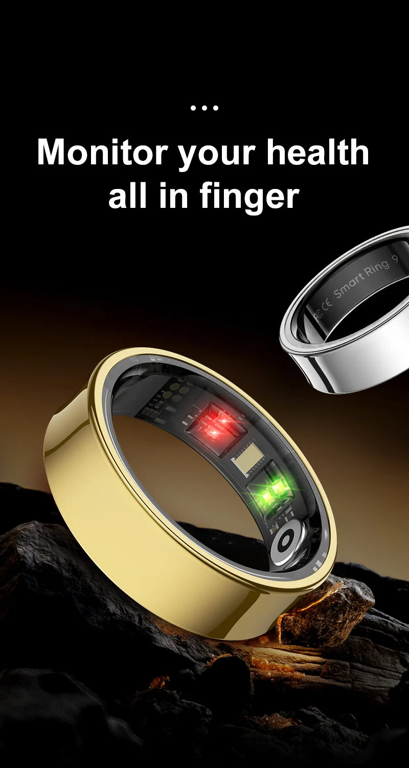 R09 Smart Ring Men Women With Charging Case,Health Sleep Monitor,Skin Temperature Monitor,60 Days Battery Life,5ATM Waterproof