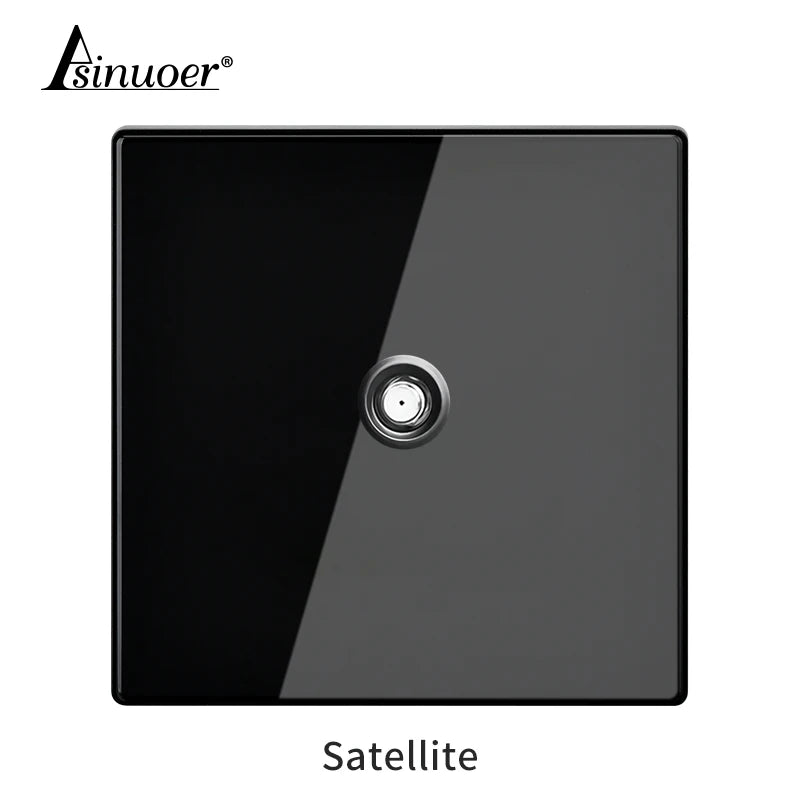 Black Tempered Glass Wall Switch Panel Led European 16a Socket Retro Toggle Light Switch Eu Uk Standard 2usb Socket 1Gang-4gang