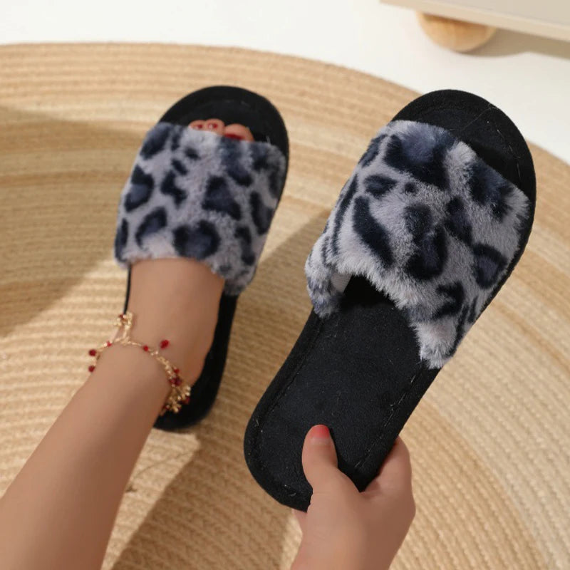 Fashion Women Slippers Cotton Plush Warm Female Light EVA Flat Bottom Non-slip Comfortable Slides Winter Autumn House Shoes