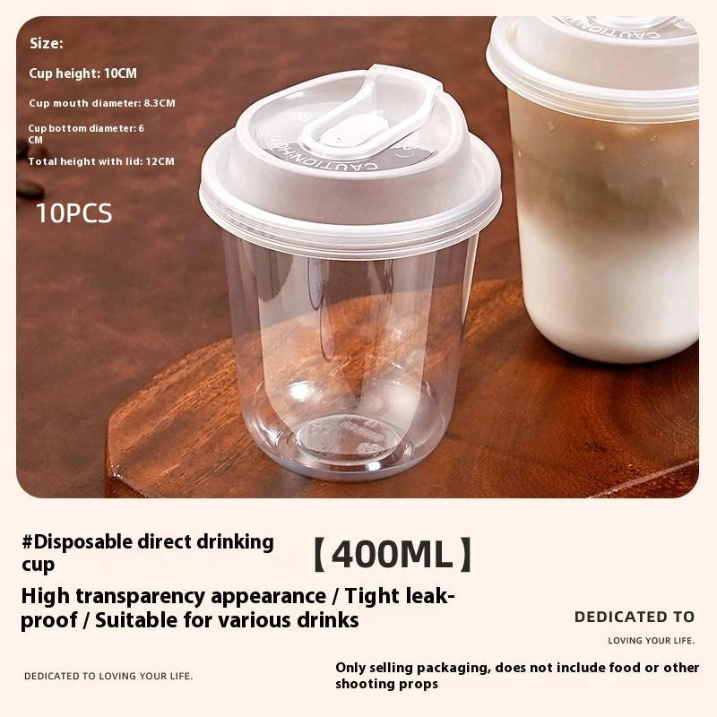 10pcs Transparent Coffee Cups With Lids U-shaped Disposable Cups For Hot Drink Milk Tea Takeaway Beverage Cups B.H