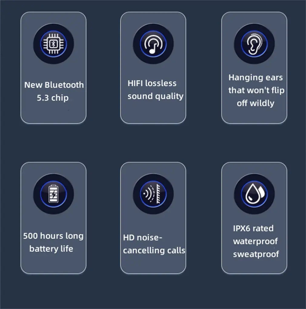 Bluetooth Wireless Earphones, Bone Conduction Noise Cancelling Waterproof Headphones, with Mic HD Call Headset,Bluetooth 5.3