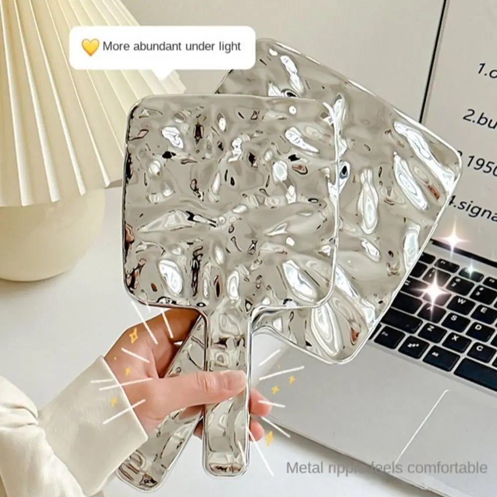 Beauty High Definition Handheld Mirror Liquid Shape Silver Makeup Mirror Fashion Travel Vanity Mirror Household