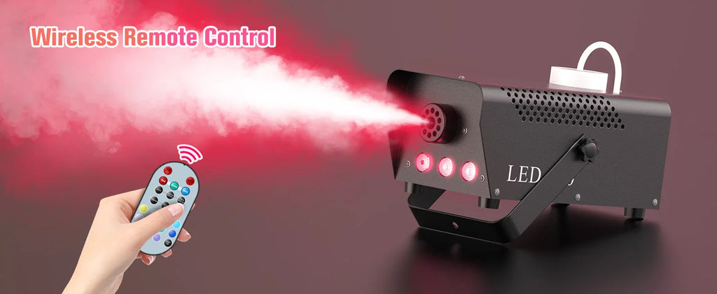 Datewink 500W RGB LED Smoke Fog Machine Fogger Ejector Stage Lighting Effect Remote Control For Wedding DJ Disco Party Club Bar