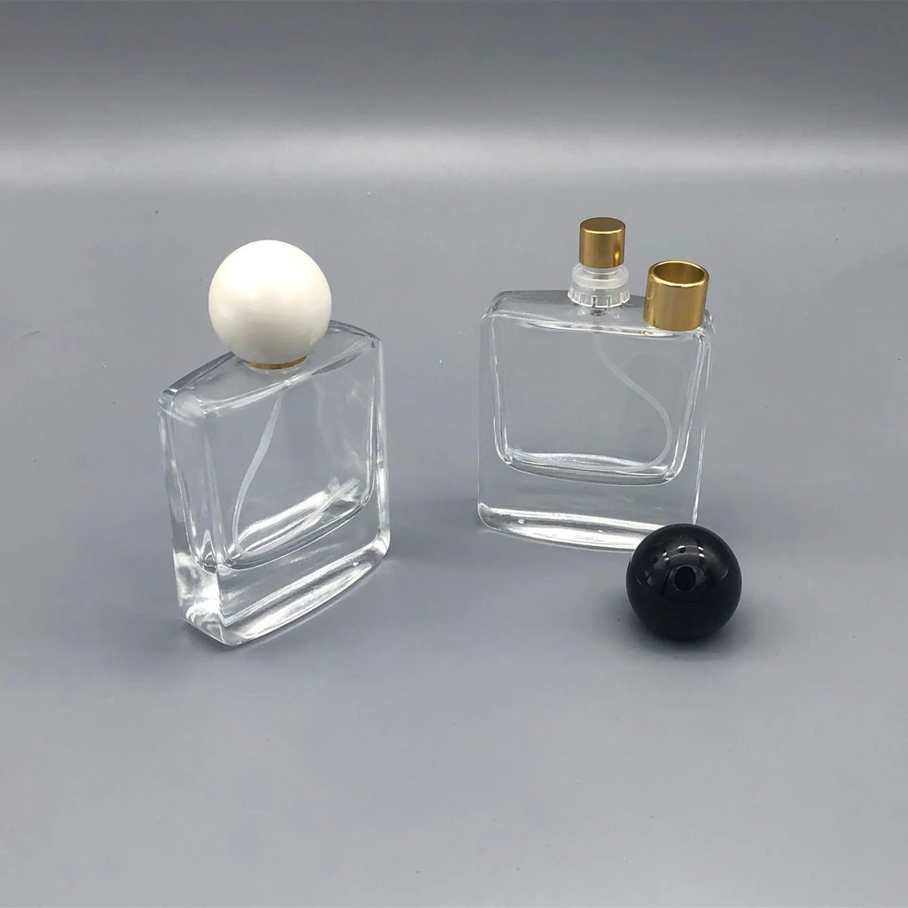 50ML Premium Perfume BottlePortable Perfume Dispenser Flat Square Bayonet Glass BottleCosmetic Spray Bottle Skin Care Tool