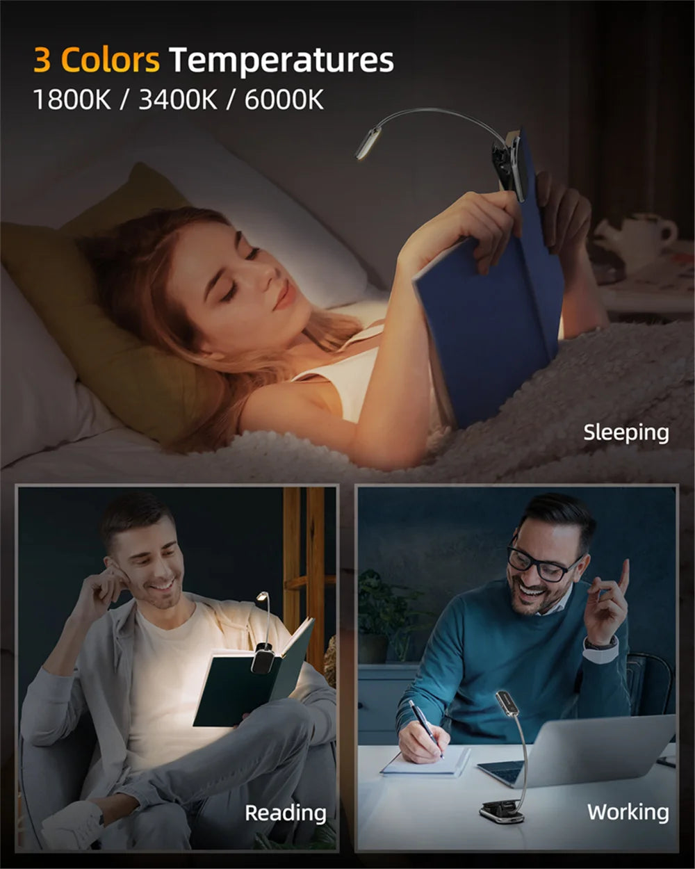 16 Led Posh Premium Mini Book Light Usb Rechargeable Reading Light Eye Caring Mini Clip on Book Lamp Study Read Night Light Lamp