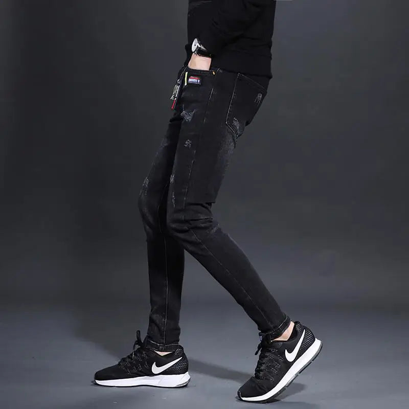 Fashionable Men's Luxury Cowboy Pants Skinny Jeans Black Skinny Jeans for Men Stretch Boyfriend Denim Youth Streetwear Trousers