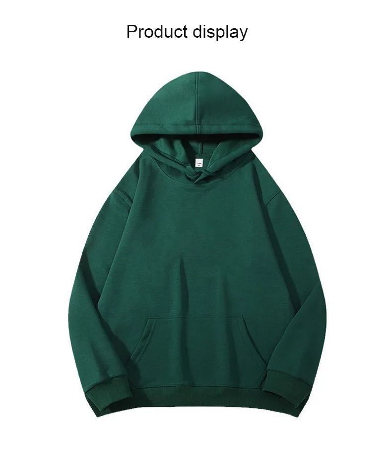 Custom Embroidery Logo Hooded Sweater Men's Loose Size Autumn Cotton Sweatshirt High Quality Tops Male Hip Hop Pullover