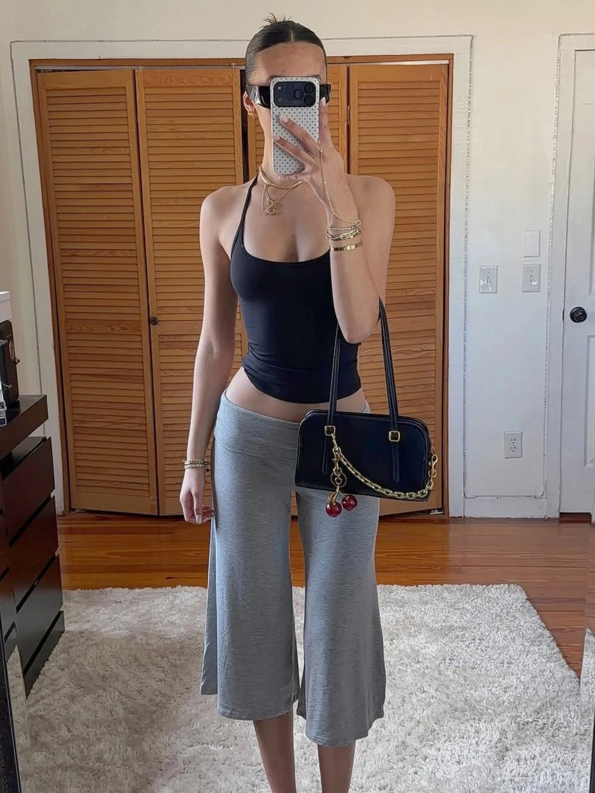 Dulzura Women'S Solid High Waist Slim Fit Calf-Length Pants Casual Versatile Flare Long Pants Party Club Street Summer Clothes