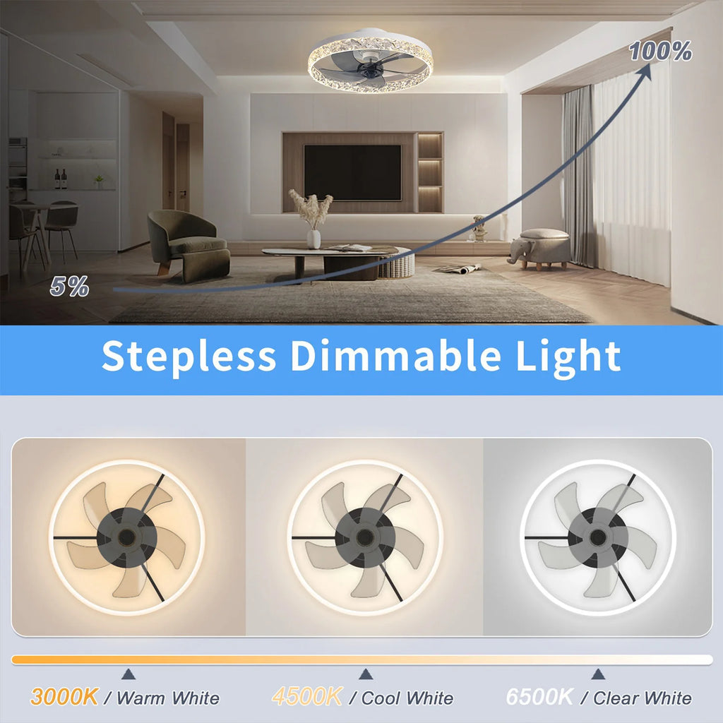 IRALAN Ceiling Fans with Remote Control and Light Suitable for Indoor Study White and Black Lighting Smart Electric Fan