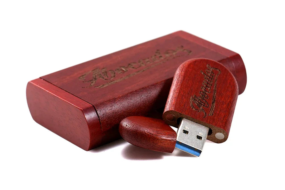 Wedding Gift USB 3.0 Stick 64GB Custom Logo Wooden Box Flash Drives 32GB Pendrive Free Sample U Disk 16GB 8GB 4GB Memory Stick