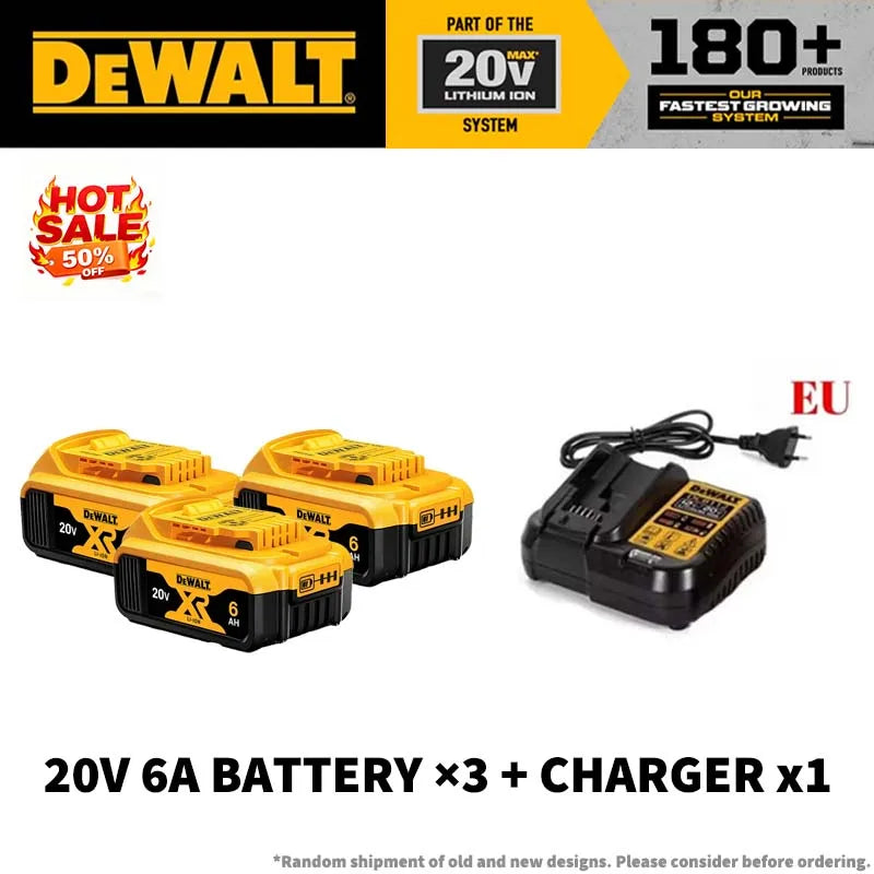 100% Genuine DEWALT 20V Max 2/5/6/9Ah Battery Charger Combo Li-Ion XR Series for Power Tools Battery DCB200,DCB202,DCB205,DCB206