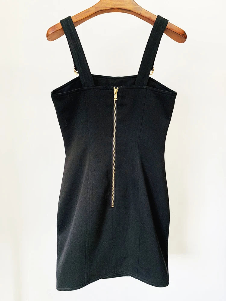 HIGH STREET Newest 2026 Summer Fashion Star Style Designer Women's Lion Buttons Pinafore Dress