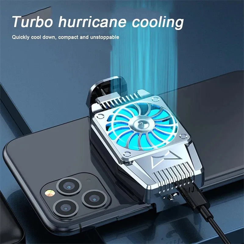 Semiconductor Phone Cooler Fast Cooling Radiator with Fan Low Noise For iPhone Android Gaming Live Streaming Mobile Phone Heat