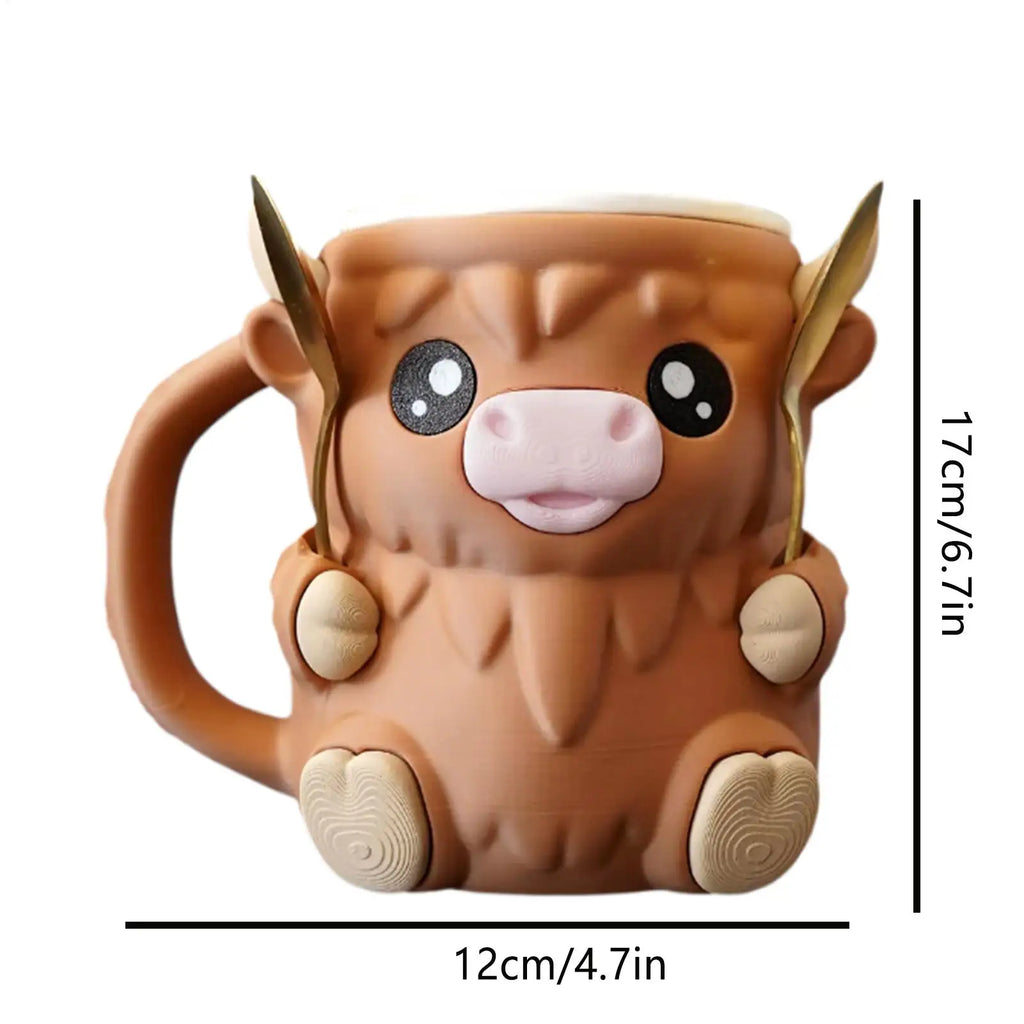 16oz Highland Cow Ice Cream Pint Holder Dessert Tub with Antifreeze Handl Ice-Creams Sleeve Cooler Container Kitchen Gadgets