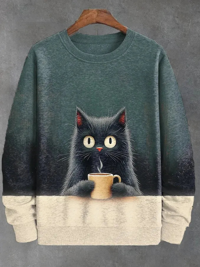 Men's Animal Cat Sweatshirt Long Sleeved Sweatshirt O-Neck Fashion Cool Daily 3D Printed Japanese Art Prints Casual Sweatshirt