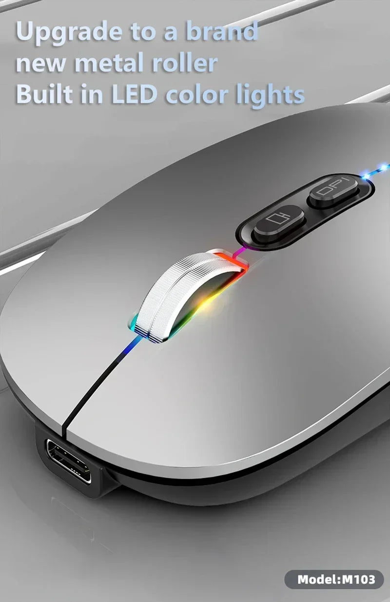 Lenovo Ultra-thin Dual Modes Wireless Mouse 2.4G USB and Bluetooth Power Display Ergonomic Rechargeable Silent Mice PC Laptop