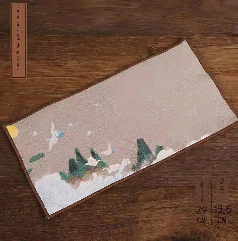 Suede Tea Towel Household Zen Tea Table Tea Cloth High-Grade Absorbent Clay Tea Mat Kung Fu Tea Tea Napkin Tea accessories