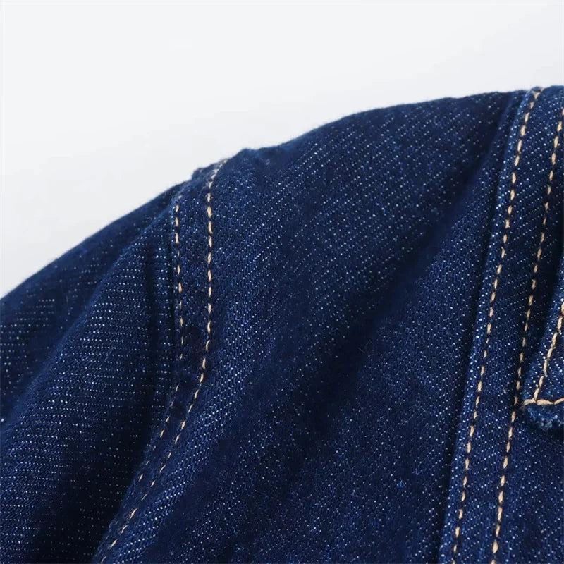 MUJER Blue Denim Shirt Woman Short Sleeve Cropped Shirt Women Summer Short Tops Woman Streetwear Y2k Stylish Women's Blouses