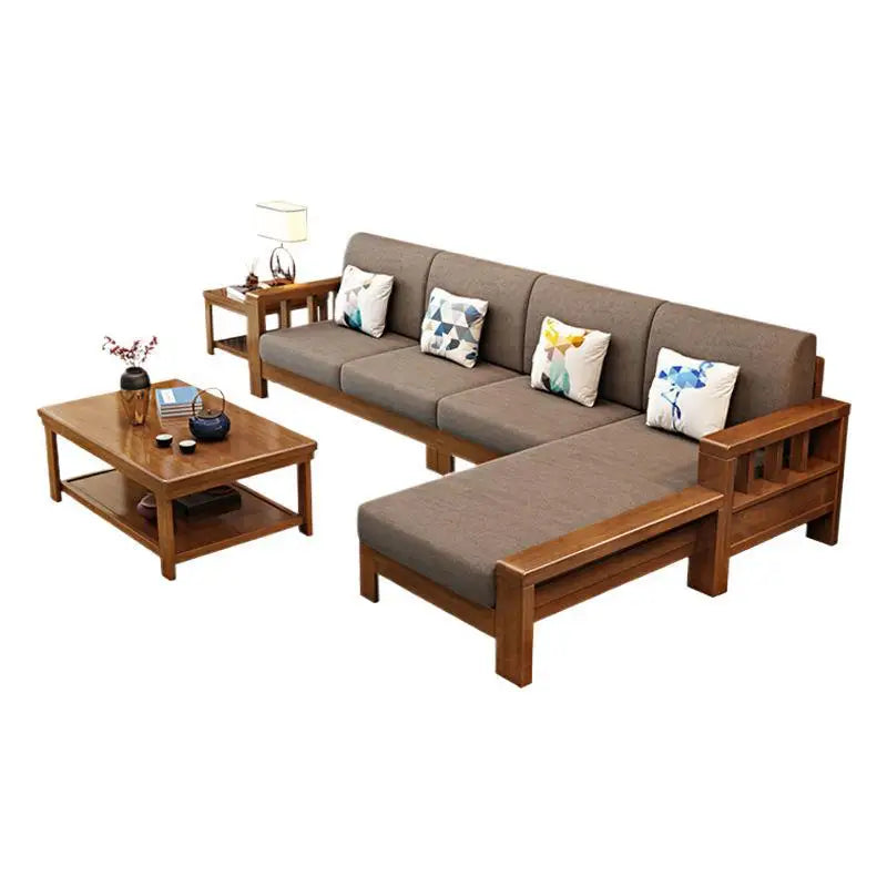 Solid wood sofa combination, modern simple Chinese furniture, small apartment in the living room of the concubine