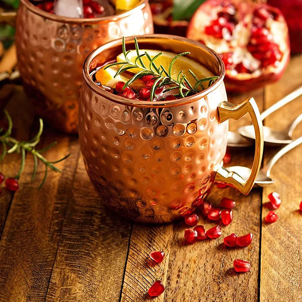1-6PCS Cocktail Wine Cup Moscow Mule Mugs Stainless Steel Copper Plated Juice Beer Cup Coffee Mugs Bar Champagne Party Drinkware
