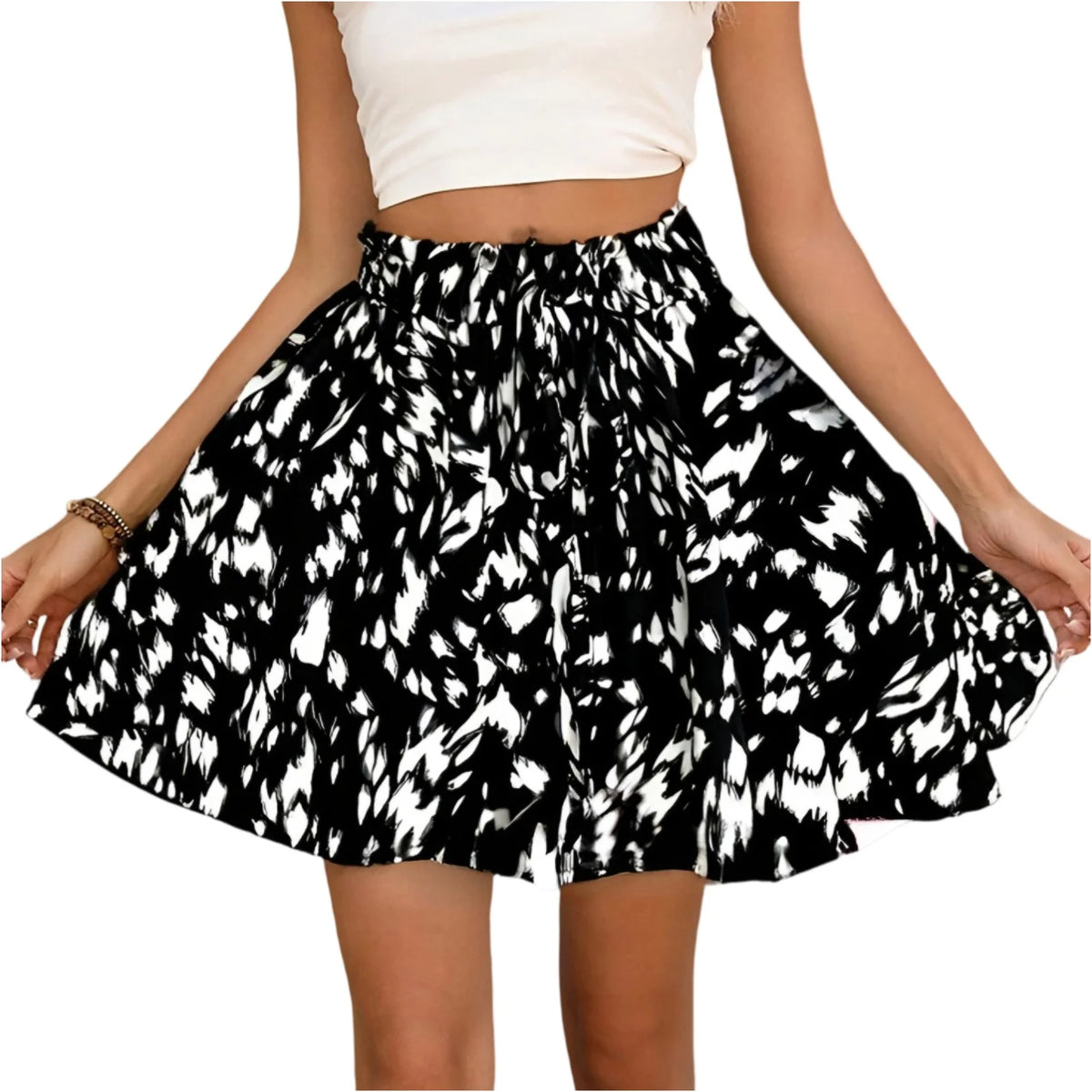 Women's Bohemian shorts high waist drawstring loose shorts lightweight comfortable beach shorts print wide leg short pants
