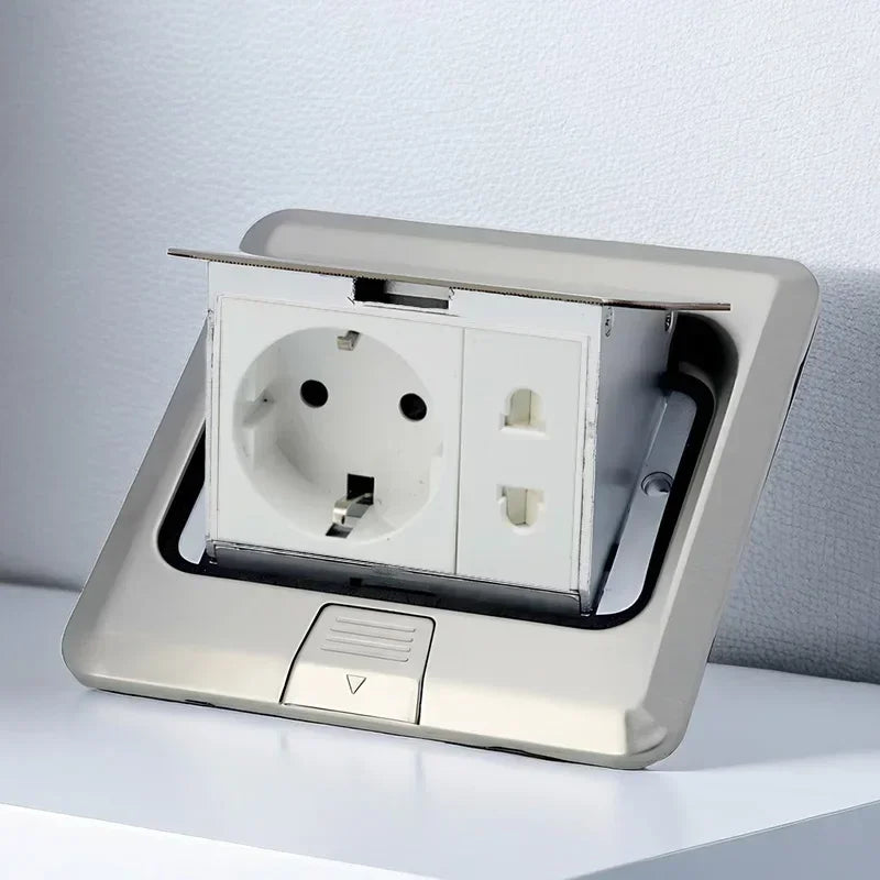 Electrical Switches Desktop Socket EU/Universal Power Outlet Hidden Type Pop Up Floor Socket For Meeting Room